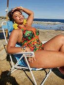 Maiô Feminino com EstampaTropicais - Mirla. Plus Size