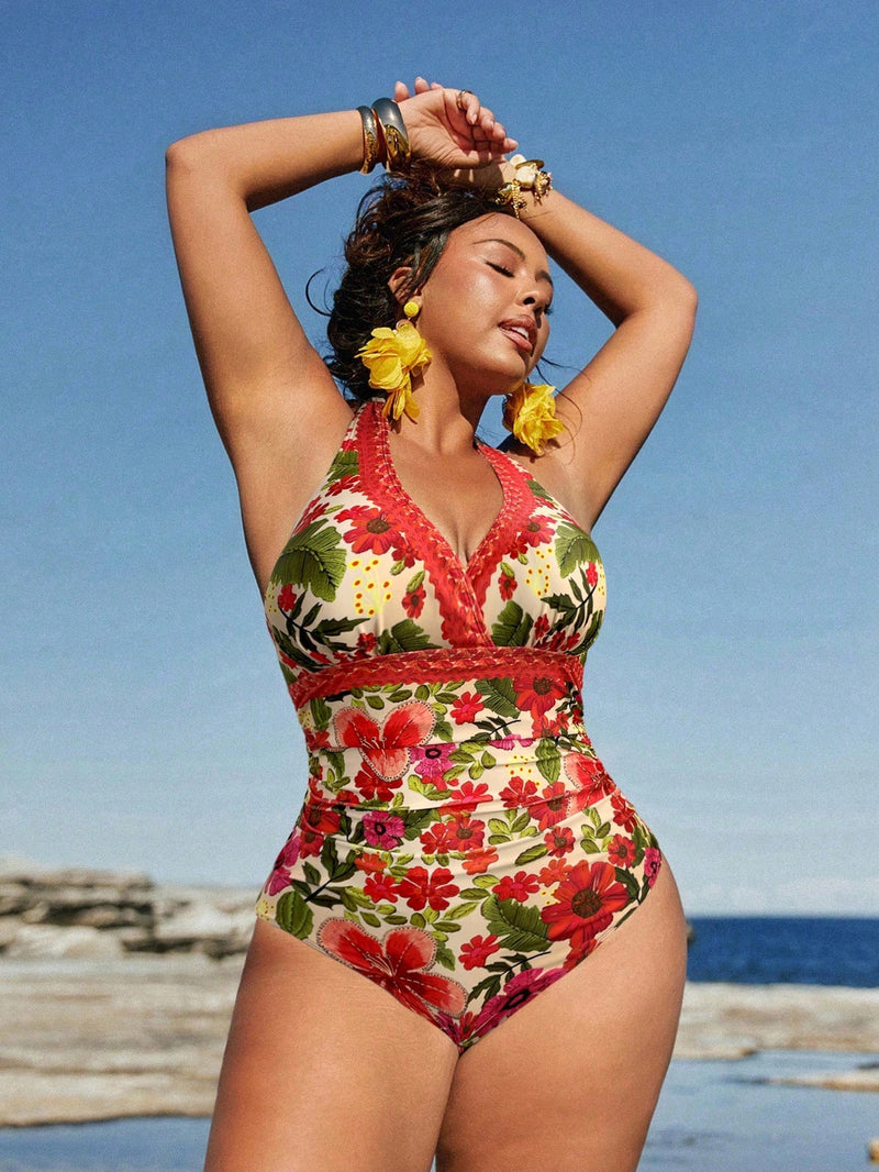 Maiô Feminino com EstampaTropicais - Mirla. Plus Size