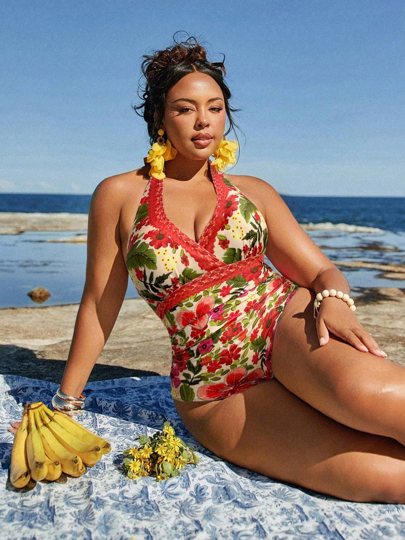 Maiô Feminino com EstampaTropicais - Mirla. Plus Size
