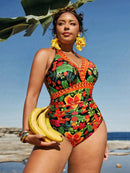 Maiô Feminino com EstampaTropicais - Mirla. Plus Size