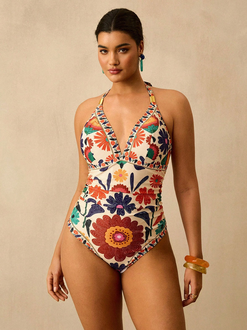 Maiô Feminino com decote em V - Ilana. Plus Size