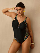 Maiô Feminino com detalhe em Retalhos Estampado - Nicolle. Plus Size