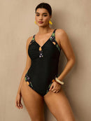 Maiô Feminino com detalhe em Retalhos Estampado - Nicolle. Plus Size