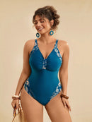 Maiô Feminino com detalhe em Retalhos Estampado - Nicolle. Plus Size