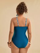 Maiô Feminino com detalhe em Retalhos Estampado - Nicolle. Plus Size