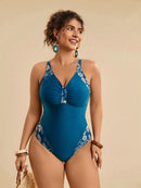 Maiô Feminino com detalhe em Retalhos Estampado - Nicolle. Plus Size