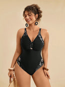 Maiô Feminino com detalhe em Retalhos Estampado - Nicolle. Plus Size