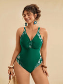 Maiô Feminino com detalhe em Retalhos Estampado - Nicolle. Plus Size