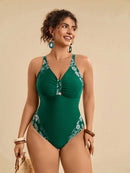 Maiô Feminino com detalhe em Retalhos Estampado - Nicolle. Plus Size