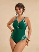 Maiô Feminino com detalhe em Retalhos Estampado - Nicolle. Plus Size