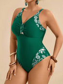 Maiô Feminino com detalhe em Retalhos Estampado - Nicolle. Plus Size