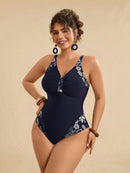 Maiô Feminino com detalhe em Retalhos Estampado - Nicolle. Plus Size