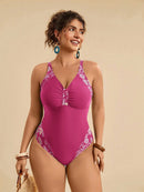 Maiô Feminino com detalhe em Retalhos Estampado - Nicolle. Plus Size