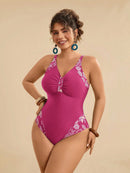 Maiô Feminino com detalhe em Retalhos Estampado - Nicolle. Plus Size