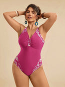 Maiô Feminino com detalhe em Retalhos Estampado - Nicolle. Plus Size