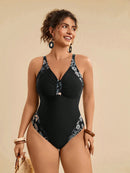 Maiô Feminino com detalhe em Retalhos Estampado - Nicolle. Plus Size