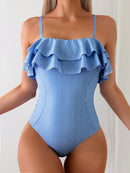 Maiô Feminino Listrado Com Babado Pietra