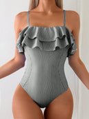 Maiô Feminino Listrado Com Babado Pietra