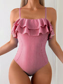 Maiô Feminino Listrado Com Babado Pietra