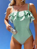 Maiô Feminino Listrado Com Babado Pietra