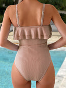 Maiô Feminino Listrado Com Babado Pietra