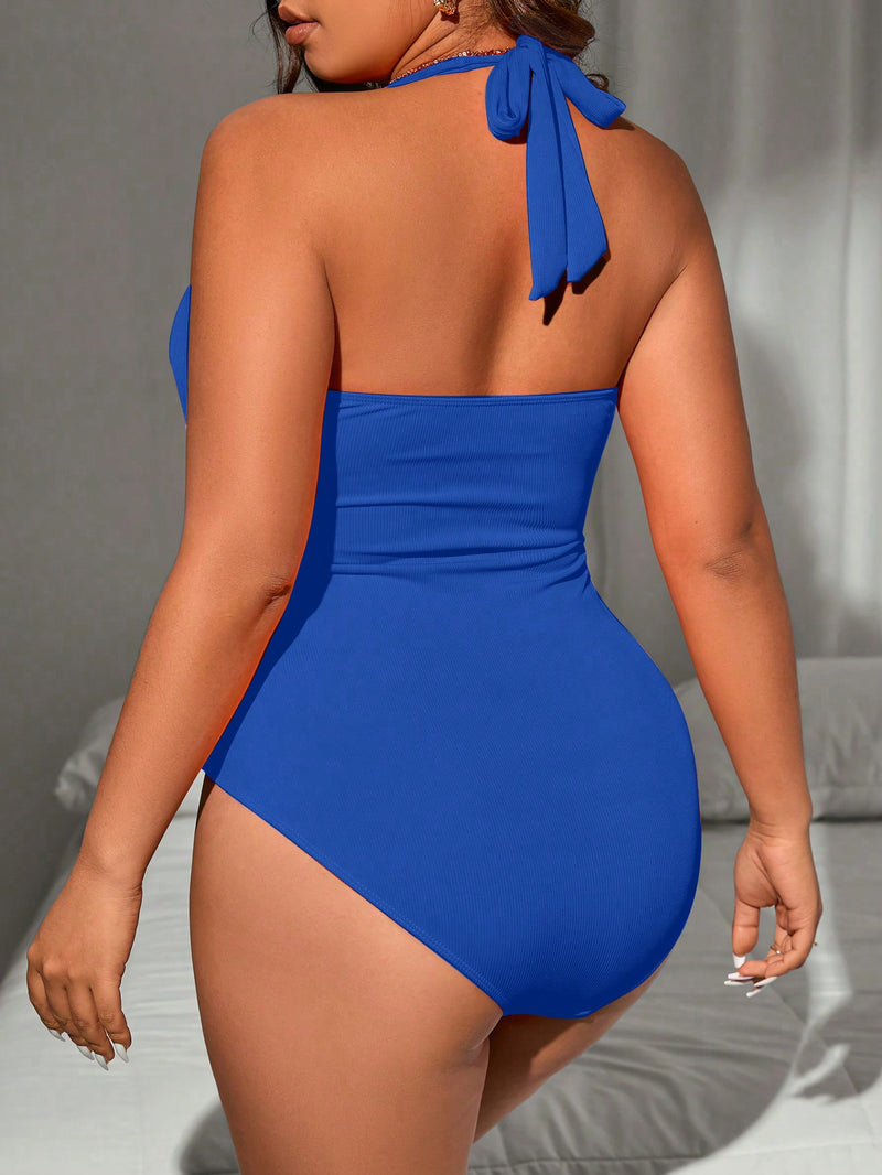 Maiô Feminino com Frente Torcida e Franzido. Plus Size