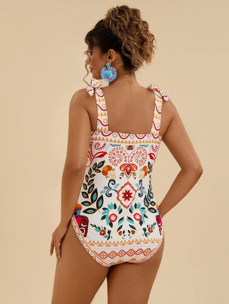 Maiô Feminino com Laço no Ombro - Sami. Plus Size