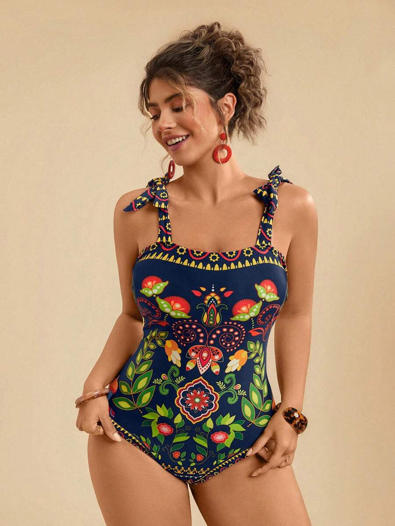 Maiô Feminino com Laço no Ombro - Sami. Plus Size