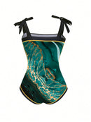 Maiô Feminino com Saída de Praia comToque de Luxo e Estampa Refinada - Margo. Plus Size