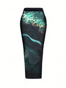 Maiô Feminino com Saída de Praia comToque de Luxo e Estampa Refinada - Margo. Plus Size