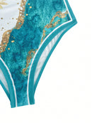 Maiô Feminino com Saída de Praia com Amarração e Estampa Elegante - Valentina. Plus Size