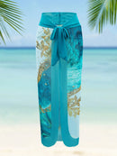 Maiô Feminino com Saída de Praia com Amarração e Estampa Elegante - Valentina. Plus Size