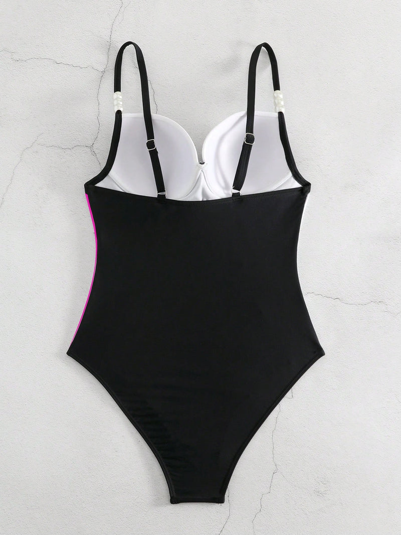 Maiô Feminino de alças finas com detalhe Perola. Paraty