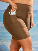 Short De Praia Feminino Com Bolsa Para Celular. Plus Size