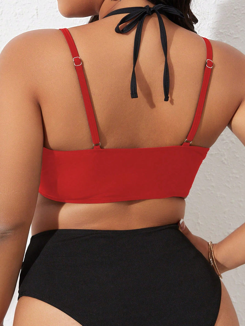 Monte Seu Biquini Top de Biquíni Feminino com Frente-única com anel vinculado - Flaviana. Plus Size