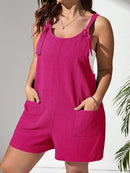 Macacão Feminino Plus Size Com Bolso Frontal E Nó Nas Alças