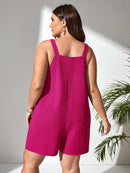 Macacão Feminino Plus Size Com Bolso Frontal E Nó Nas Alças