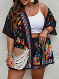 Conjunto Feminino de Quimono e Short Estampado Plus Size