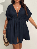 Quimono Feminino Meia Manga Com Gola V Profunda Bella Plus Size