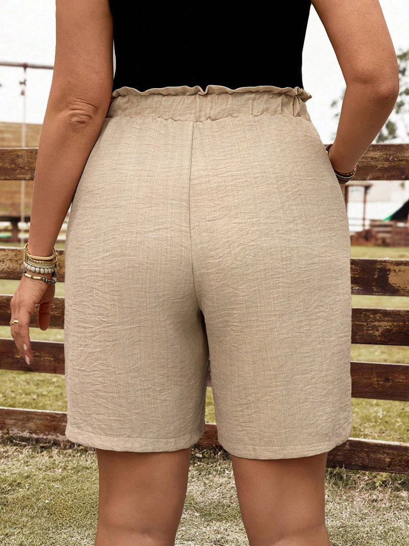 Shorts Feminino com Bolsos Funcionais e Cintura Franzida - Maciane. Plus Size