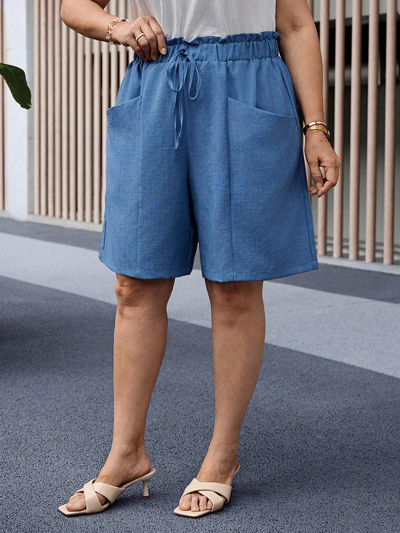 Shorts Feminino com Bolsos Funcionais e Cintura Franzida - Maciane. Plus Size