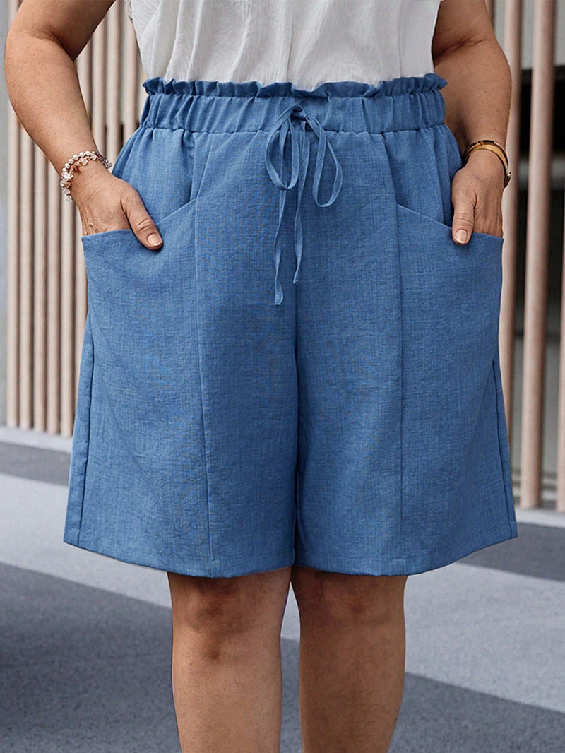 Shorts Feminino com Bolsos Funcionais e Cintura Franzida - Maciane. Plus Size