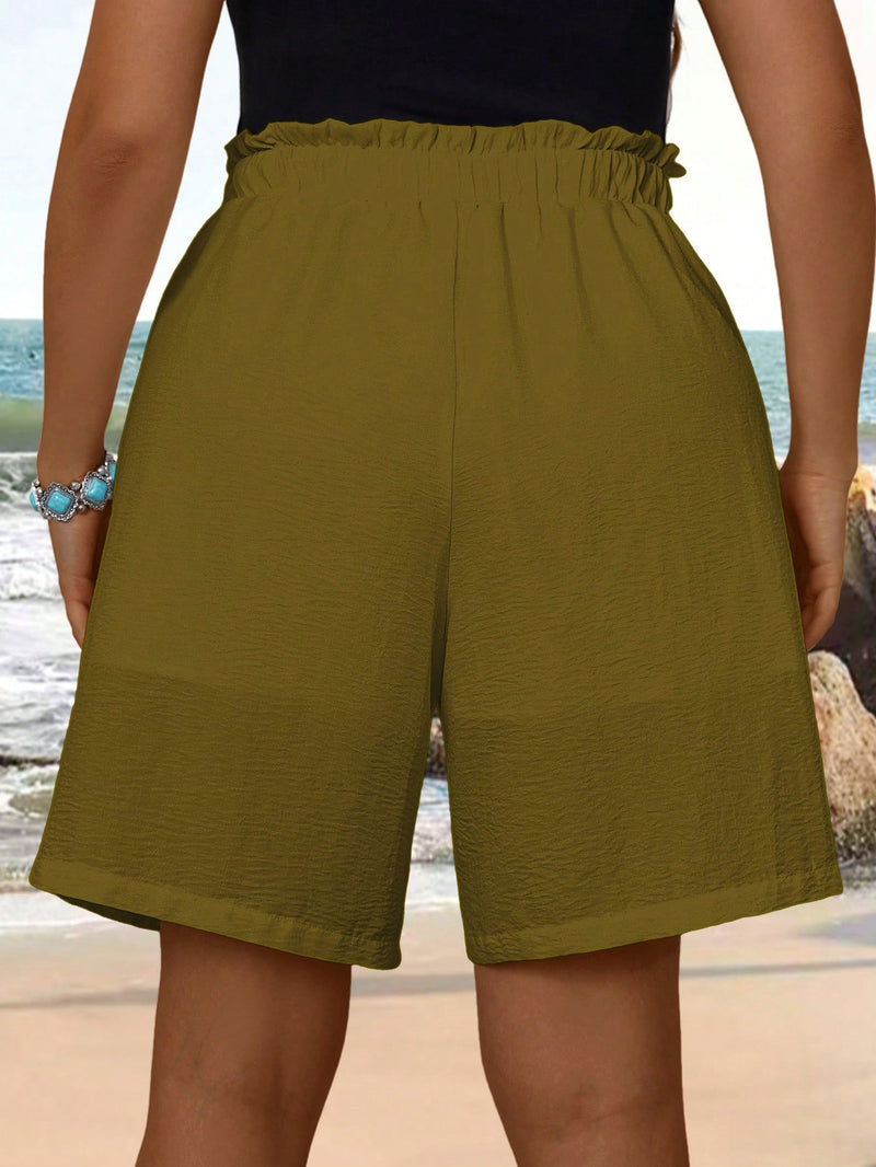 Shorts Feminino com Bolsos Funcionais e Cintura Franzida - Maciane. Plus Size