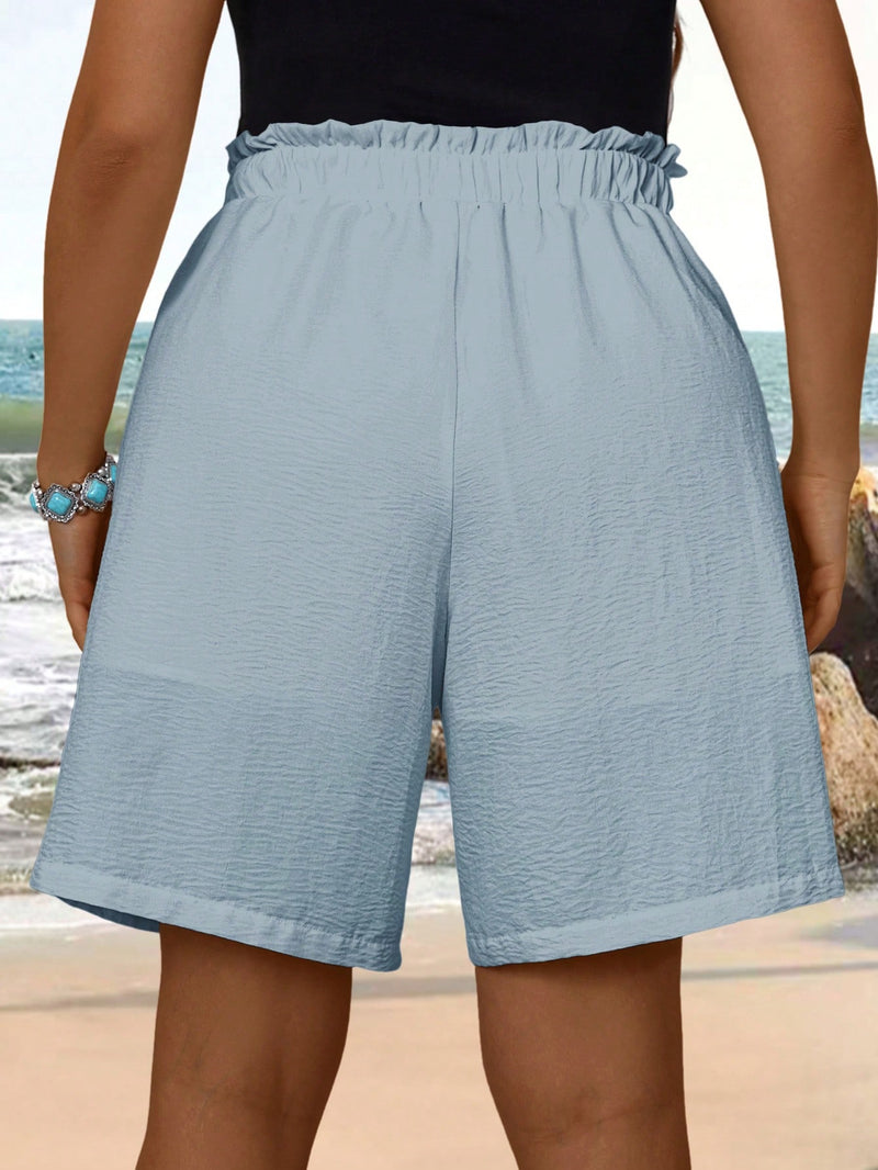 Shorts Feminino com Bolsos Funcionais e Cintura Franzida - Maciane. Plus Size