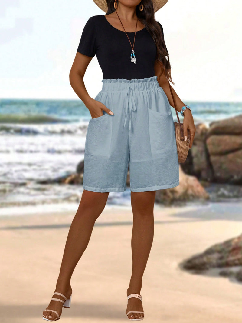 Shorts Feminino com Bolsos Funcionais e Cintura Franzida - Maciane. Plus Size