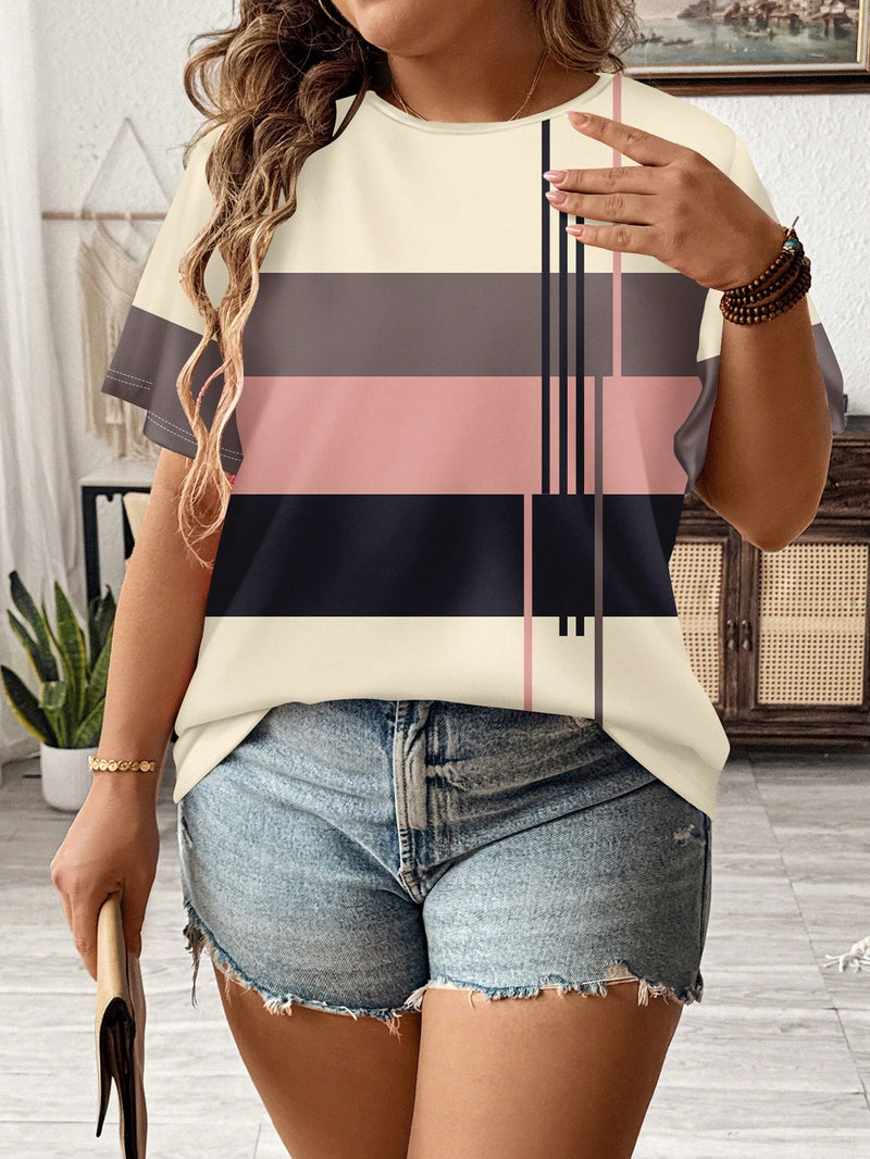 Camisa Feminina com Detalhe em Listras Verticais e Design Casual - Amélia. Plus Size