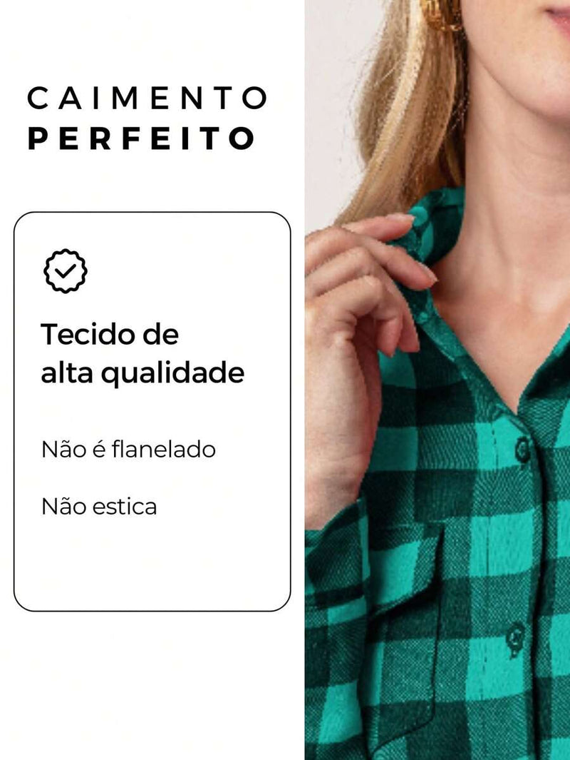 Blusa Feminina manga longa xadrez - Larissa. Plus Size