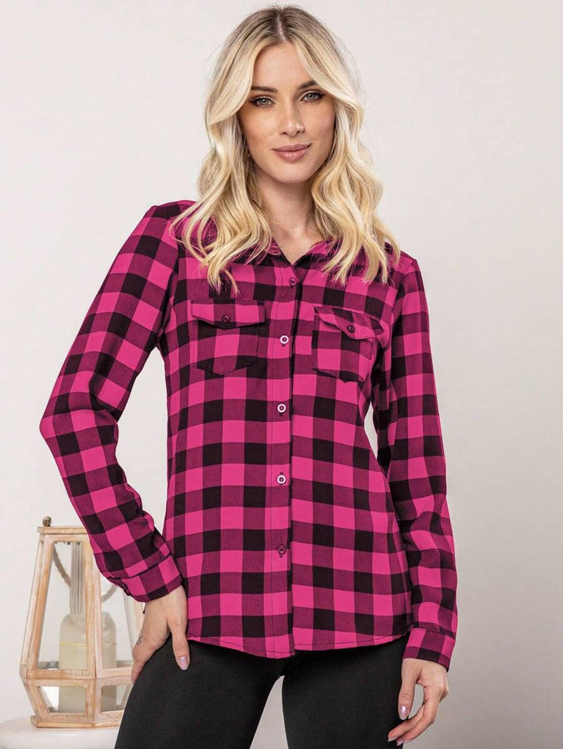 Blusa Feminina manga longa xadrez - Larissa. Plus Size