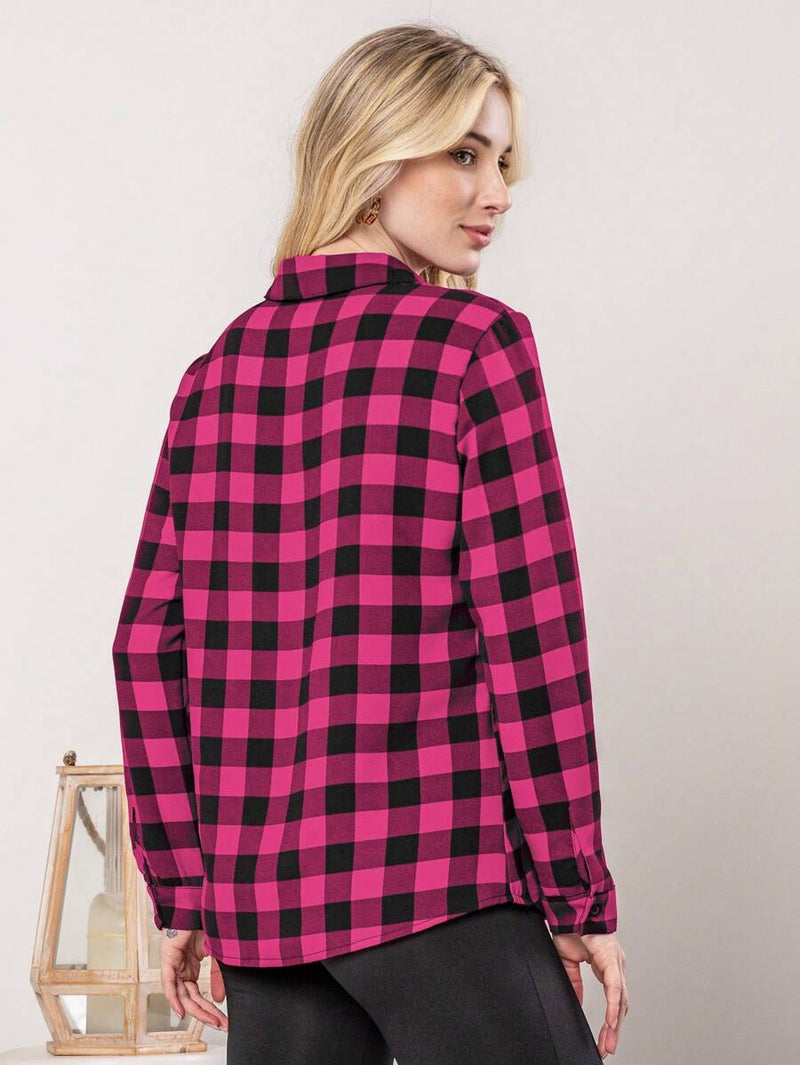 Blusa Feminina manga longa xadrez - Larissa. Plus Size