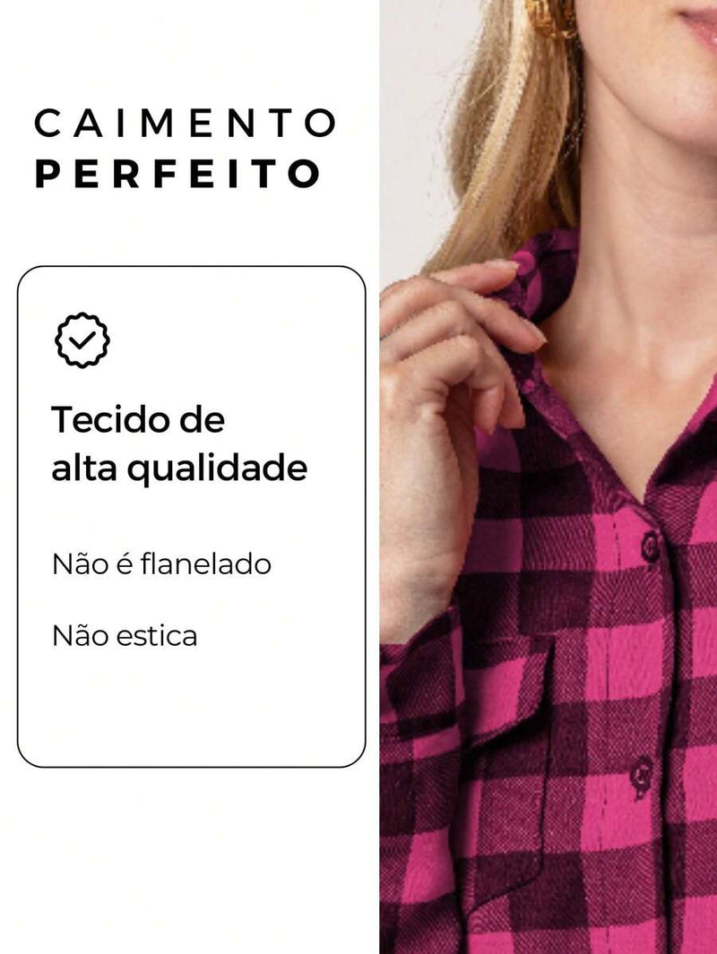 Blusa Feminina manga longa xadrez - Larissa. Plus Size